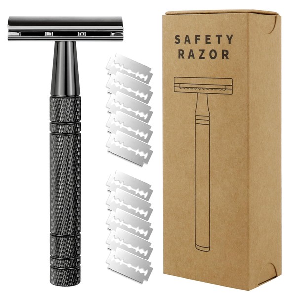 derloyo Safety Razor, Single Blade Razors for Men, with 10