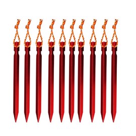 Baluue Clavijas para Carpa Juego de 10 Estacas para Tienda con Cuerdas, Resistentes para Carpas, Accesorios de Aluminio para Acampar (Rojo, Estacas de 7 Pulgadas)