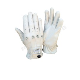 REAL SOFT LEATHER MEN'S UNLINED FASHION DRIVING GLOVES, White, Medium