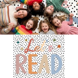 Drydiet Let's Read Carpet 47×39 Inch Colorful Floor Mat Washable Non-Slip Boho Classroom Reading Nook Must Haves Read Sign for First Day End of the Year School Home School Dorm Library Party Decor