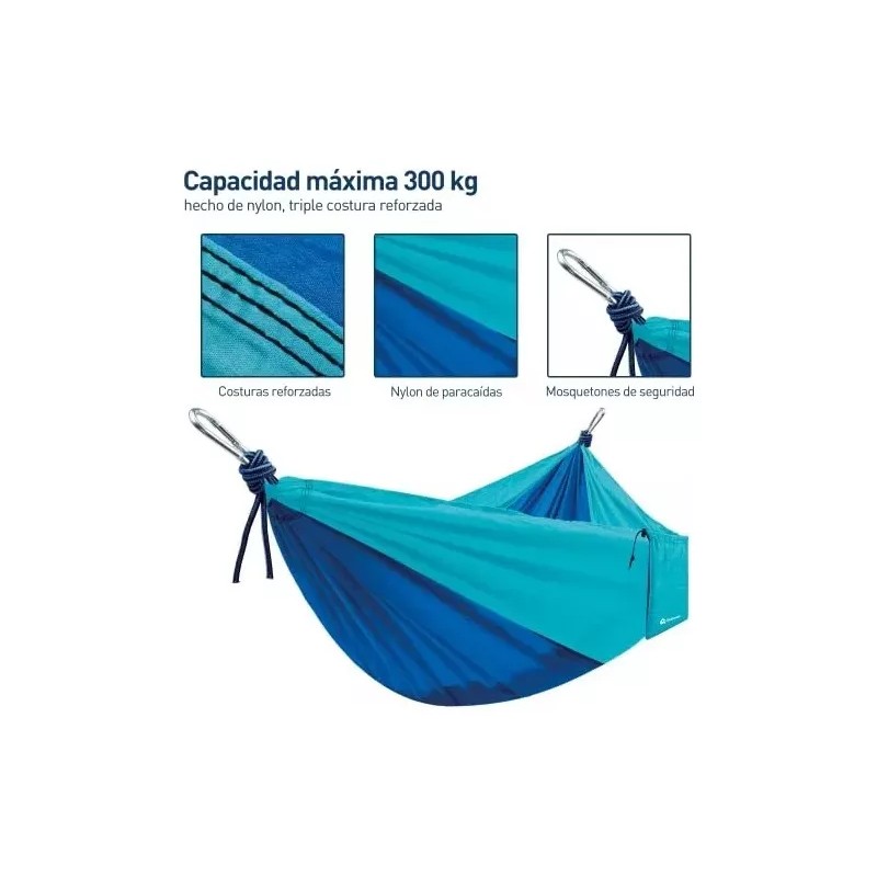 Bluelander 2 Hamacas Camping Portátil Azul + Kit De Instalación