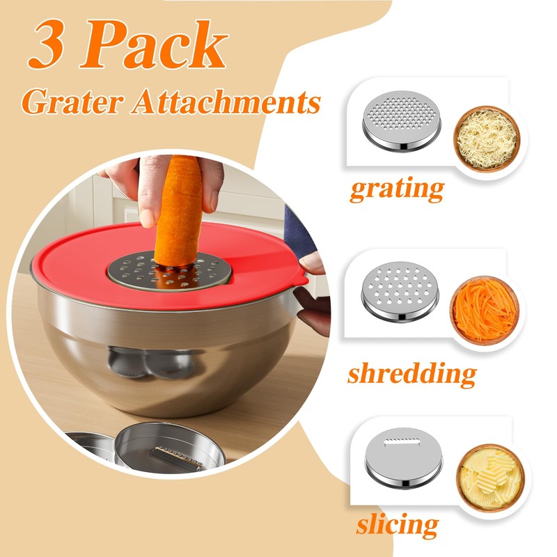 Winproper Mixing Bowls with Lids Set, 6 PCS Stainless Steel