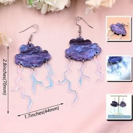 NOIAFZY 2Pairs Cute Sweet Style Acrylic Cloud & Lightning Earrings and Acrylic Cloud Lightning Design Dangle Earrings Funny Creative Earrings Accessories