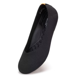 Frank Mully Women's Wide Width Flats Ballet Flats Round Toe Knit Flat Shoes with Arch Support Wide Toe Box Black,9W