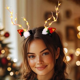CAKURE Light Up Christmas Hair Clips Branches Hair Barrettes LED Hair Clip Elk Cute Hair Decoration for Christmas Hair Accessories for Women and Girls (b-warm yellow)