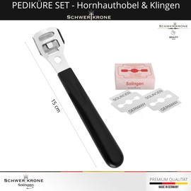 Schwertkrone Hornhauthobel mit 10 Klingen/Ersatzklingen Solingen für Hornhauthobel - rostfrei 10 Stück/einzeln verpackt