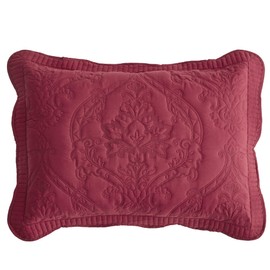 CHIXIN Microfiber King Pillow Shams Set of 2 - Quilted Decorative Pillow Covers - Wine Red - Size (20" x 36")