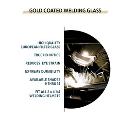 Gold Coated Green Welding Filter, 2" x 4.25" (Shade 14)