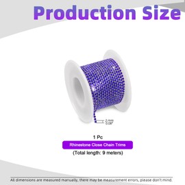 Swpeet 1 Roll 10 Yards 2MM Crystal Rhinestone Close Chain Trim, Claw Chain Diamond Rhinestone Trim for DIY Decoration, Crystal Rhinestones Cup Chain Trim Roll (Blue Rhinestone with Silver Base)