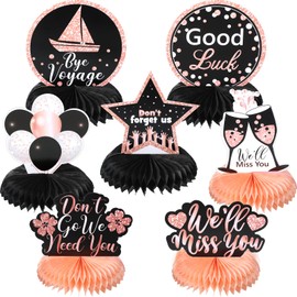 7 Pcs Going Away Party Decorations We Will Miss You Honeycomb Decoration 3D Farewell Table Centerpieces for Party Sign for Goodbye Bye Retirement Adventure Graduation Party Table Decor Supplies