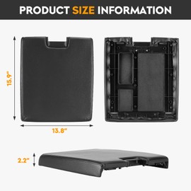 Black Center Console Cover Armrest Lids with Base for 07-14 Chevy Avalanche Suburban Tahoe, 07-13 Silverado/GMC Sierra 1500 2500HD 3500HD, Yukon XL, Replace 20864154, 20864151, 20864153