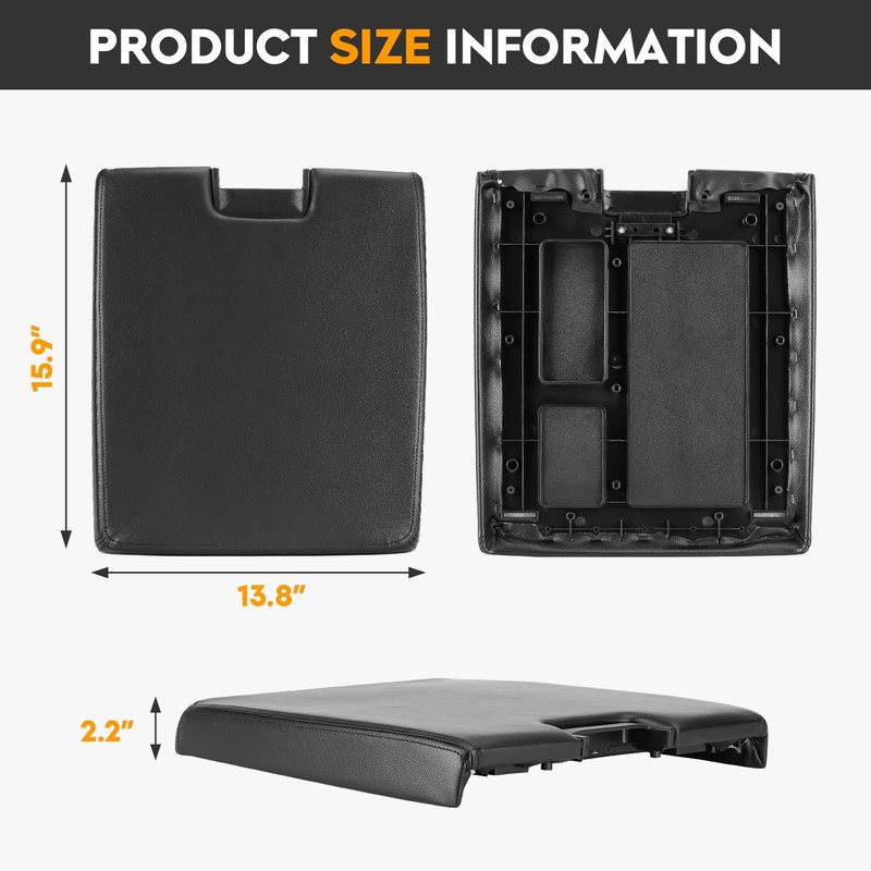 Black Center Console Cover Armrest Lids with Base for 07-14