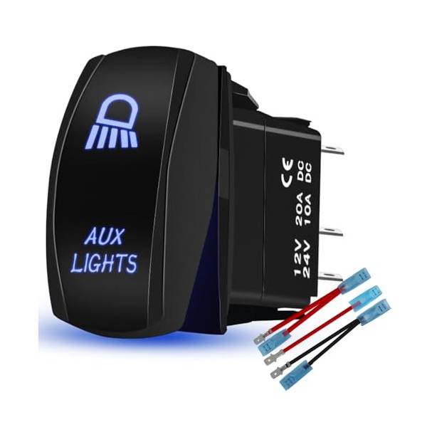 HOKAAER HOKAAER Aux Lights Rocker Switch Toggle On-Off 12V/20A 24V/10A