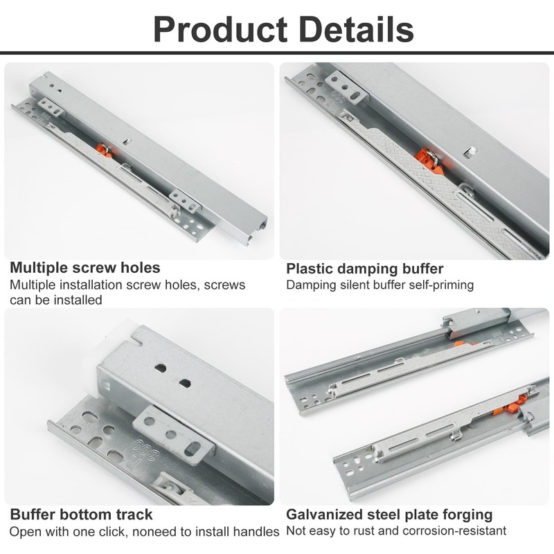 Undermount Drawer Slides, Bottom Mount Invisible Soft Close Pull Out