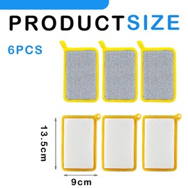 6 PCS Dishwashing Sponge,Sponges Washing Up Pads,Washable Washing Up Spongess,Handgrip Double Sided Kitchen Dishcloths,Reusable Kitchen Sponges,Premium Cleaning Pads for Bowl Dish