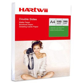100sheets A4 Thick Photo Paper 260Gsm Double Sides Matte Matt Inkjet Paper Both Side Printed Super White Hartwii