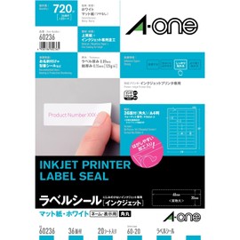 エーワン ラベルシール インクジェット 36面 20シート 60236