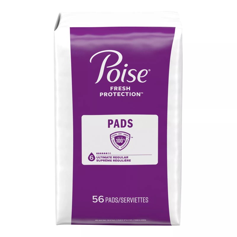 Poise Incontinence Pads for Women, 6 Drop Ultimate Absorbency, Regular