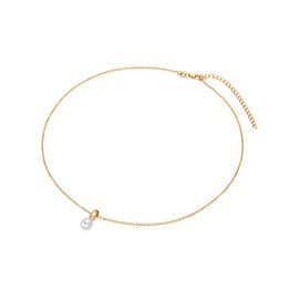 Valero Pearls Women's Necklace Sterling Silver 925 Yellow Gold-Plated Freshwater Cultured Pearls - Necklace Women Yellow Gold Colours Freshwater Pearl, Silver, Pearl