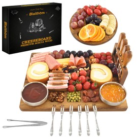 Blaithom Charcuterie Boards Set, Acacia Wood Cheese Board Set for Serving, House Warming Gifts New Home, Wedding & Bridal Shower Gift, Birthday Gift for Women,Halloween