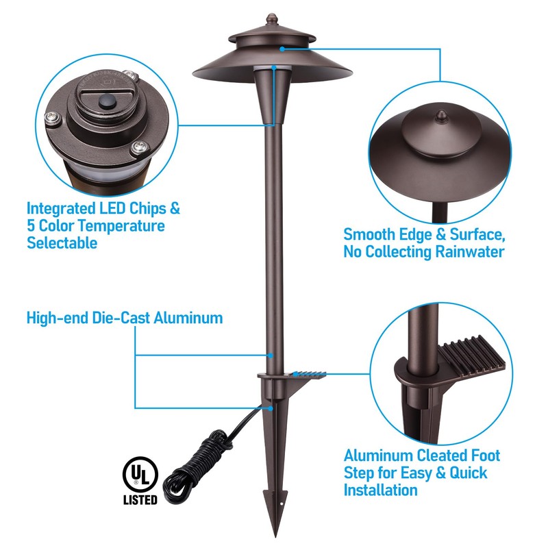 LEONLITE 5CCT Low Voltage Pathway Lights, 12-24V LED Landscape Path