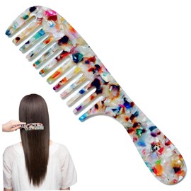 Wide Tooth Comb Cellulose Acetate Hair Comb Anti-Static Scalp with Handgrip Fine Tooth & Wide Dandruff for Men Women Curly Wet Long Hair Combs for Women
