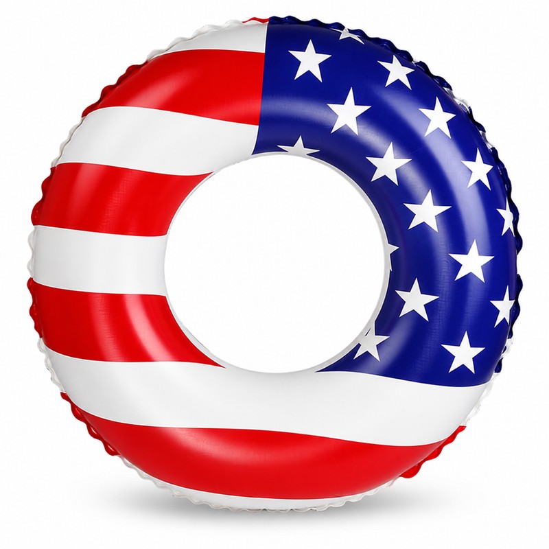 American Flag Inflatable Swim Ring for Adults – 48-Inch PVC