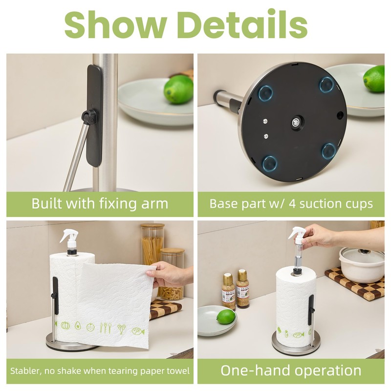 sagetta Paper Towel Holder with Spray Bottle Pump and Tension