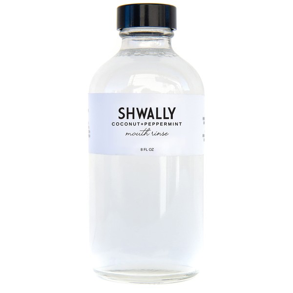 Shwally Peppermint Coconut Mouth Rinse - A True Natural Rinse For Whiter Teeth, Fresher Breath & Happier Gums, Alcohol & Fluoride-Free, 8 Oz, Concentrated