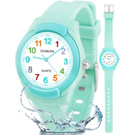 GUUMUXIN Children's Watch Boys Girls Watch Boys Analogue Watch Children Analogue Quartz Watch with Wrist Watch Rubber Waterproof Outdoor Sports Watches, light green