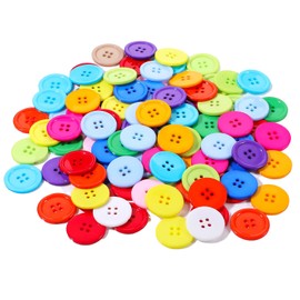 Pack of 100 Buttons Colourful 25 mm Colourful Buttons for Sewing Craft Buttons Children's Buttons Gift Decorative Resin Craft Button for Sewing DIY Scrapbooking Craft Decorating