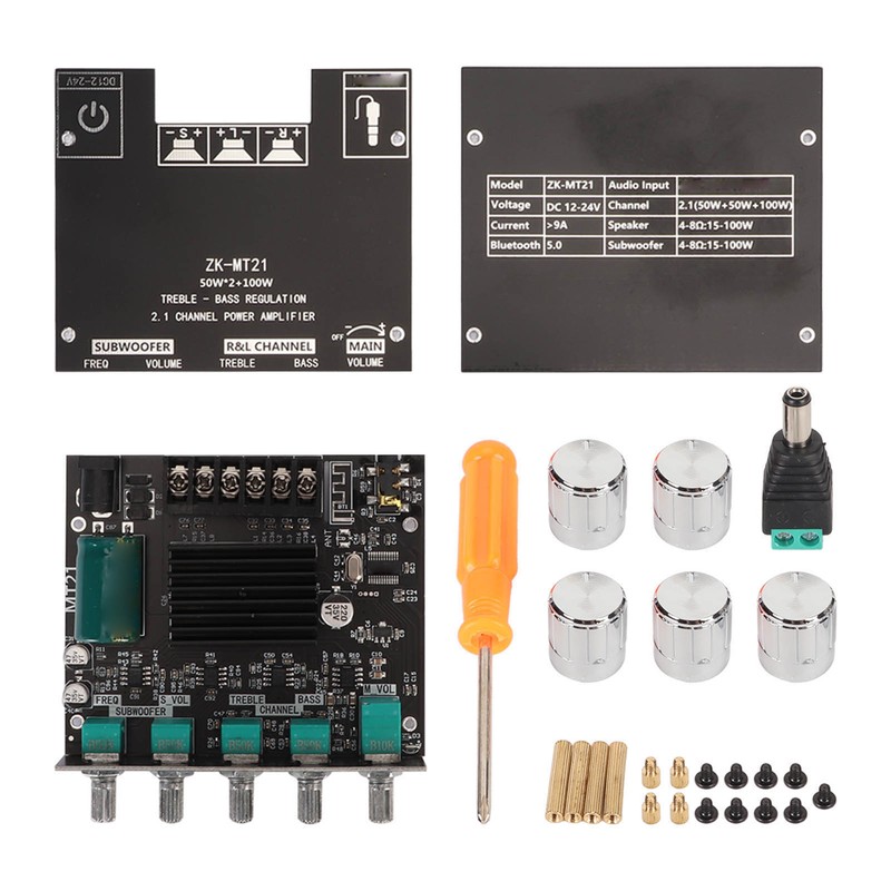 ZK MT21 Bluetooth Power Amplifier Board 2.1 Channel DC 12V‑24V