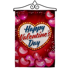 Ornament Collection GS192156-BO-02 Viva Love Spring Valentines Impressions Decorative Vertical 13" x 18.5" Double Sided Garden Flag Set Metal Wall Hanger Hardware