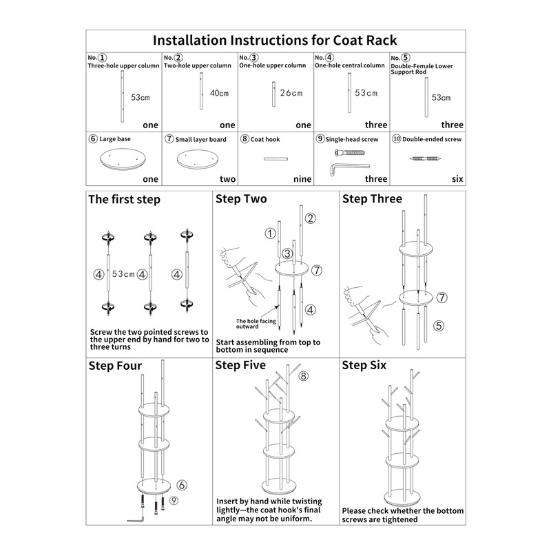 YYW 360° Wood Coat Rack Stand With Hooks And Shelves