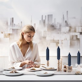 LPUSA Navy Short Taper Candles 6 inch Candle Sticks Unscented Dinner Candle Dripless for Home Decor,Set of 4