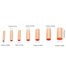 Fafeicy 250pcs Red Copper Connecting Pipe GT1-6mm Intermediate Connection Pipe Connector, Red Copper Pipe Assortment Kit 2.2mm~6.5mm for Electrical AC/DC Connector
