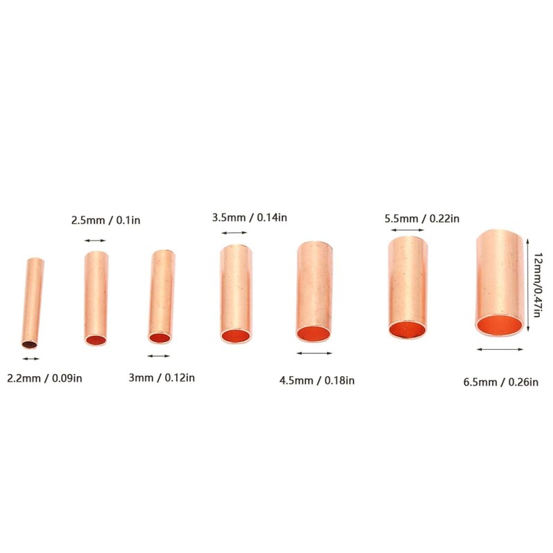 Fafeicy 250pcs Red Copper Connecting Pipe GT1-6mm Intermediate Connection Pipe
