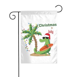 Christmas In July Santa Beach Print Garden Flag Double Sided Vertical Outdoor Decorative Yard Sign Welcome Banner For Home Lawn Patio 12"X18"