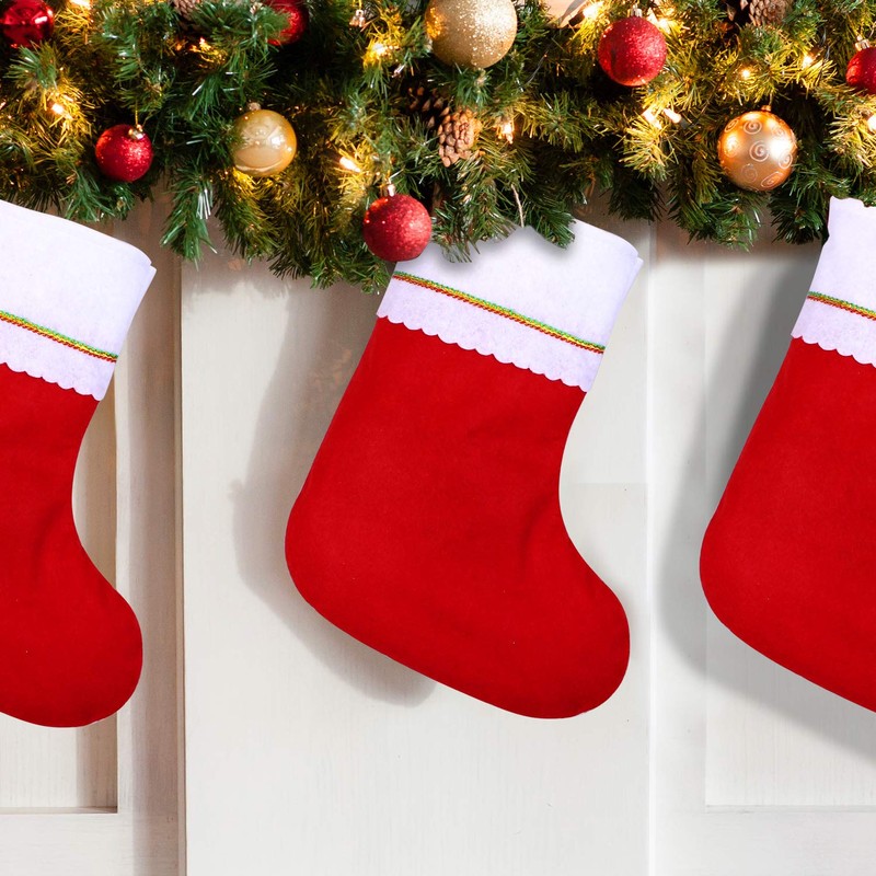 Cooraby Red Felt Christmas Stockings Xmas Fireplace Hanging Stockings Holiday