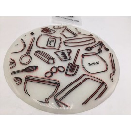 Unbranded Trivet Mat Hot Pad Silicone Baking Heat Resistant 500 Degrees Red Black Retro