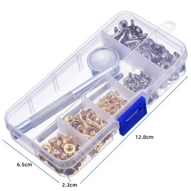 Tiardey 3 Gren, 120 Set Rivets Single Cap Rivet Tubular Metal Rivets with Fastening Tool Kit for Leather Craft Repairs Decoration (Two-Tone)