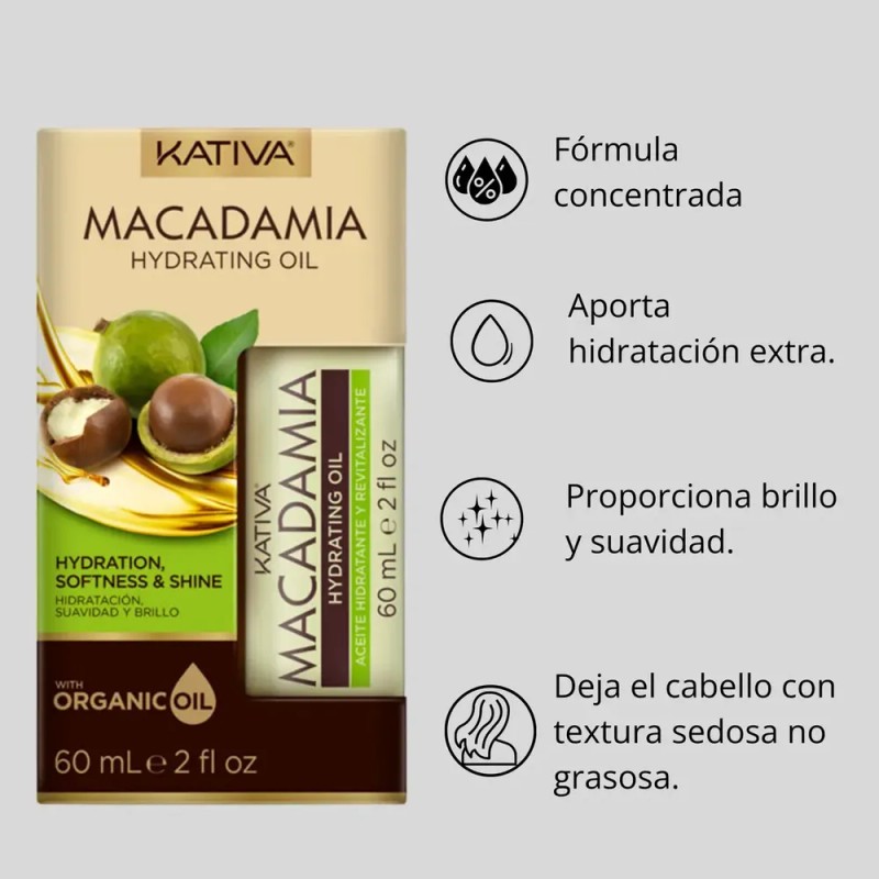 Kativa Macadamia Aceite Tratamiento Cabello Seco 60 ML