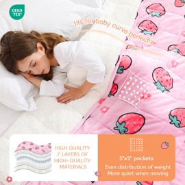 Weighted Blanket 7 pounds Twin Size 41"x 60",Soft Sherpa Fleece Heavy Blanket for Sleeping Perfect for 60-90lbs, Cute Strawberry Pink Weighted Blanket for Bed or Couch