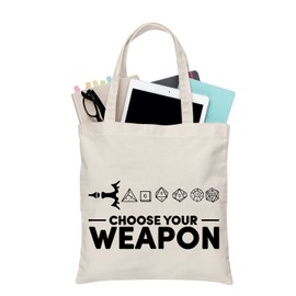 PLITI Choose Your Weapon DND Tote Bag Dungeons Tabletop Role Playing Gamer Gift Dragons D20 RPG Gaming Gift (Choose your dice TGU)