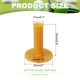 PATIKIL Rubber Golf Tee, 8 Pack 2.6 Inch Golf Practice Tees Training Driving Range Tee Stable Golf Ball Holder for Outdoor Indoor Hitting Mat Golf Mat, Yellow