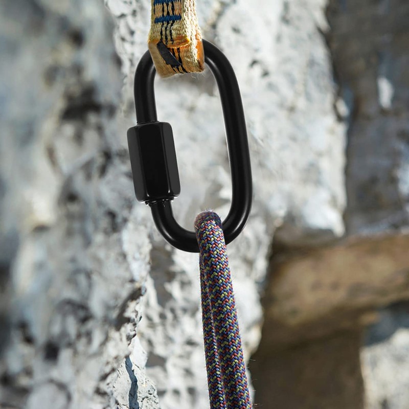 TEHAUX Locking Stainless Outdoor Heavy Carabiner Hammock Quick Re for