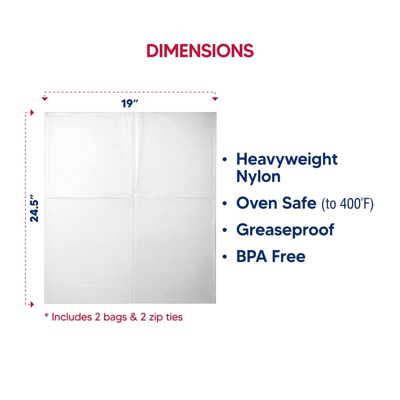 HIC Kitchen Roasting Extra-Large Oven Roasting Bags with Zip Ties,