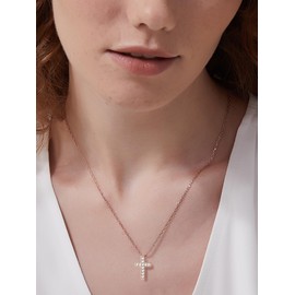 ChicSilver 925 Sterling Silver Christian Cross Necklace for Women Adjustable Chain Length 40+5cm, 925/000 sterling silver