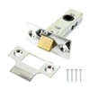 64mm Chrome Door Tubular Latch with Rebate Plate & Screws