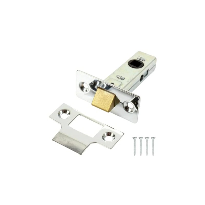 64mm Chrome Door Tubular Latch with Rebate Plate & Screws